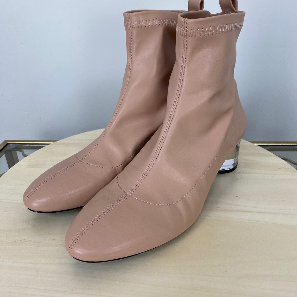 ZARA Flesh Tone Booties Ankle Boots With Clear Acrylic Heel